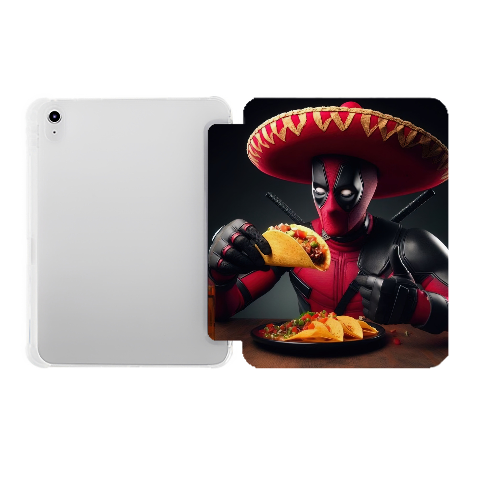 （画像用） Deadpool デッドプール IPad ケース ペン収納付き 三つ折りスタンド PUレザー×シリコン 対応機種9.5/10.5/10.9インチ